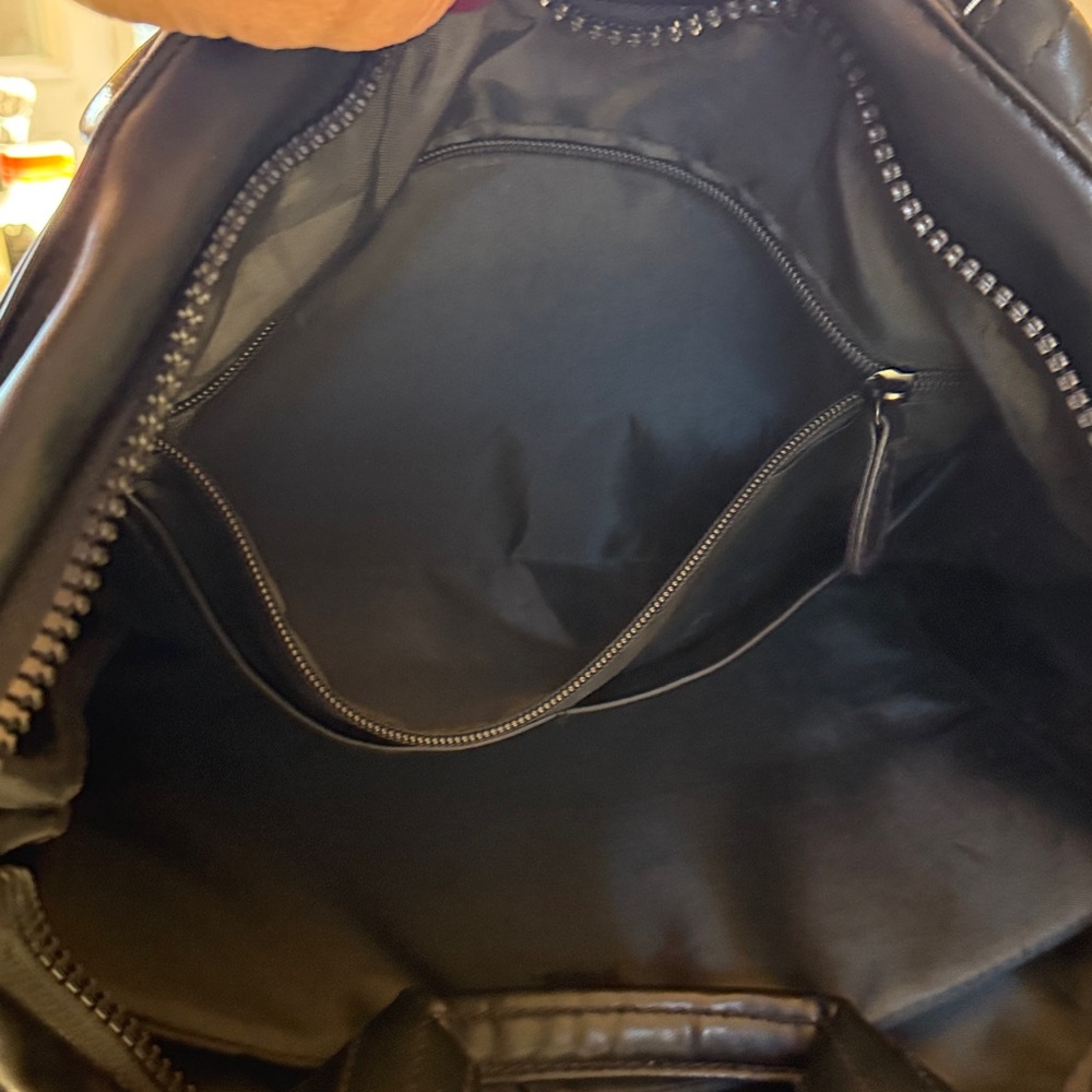Max Studio Black Quilted Tote Bag 18 inch Lamby - Picture 4 of 12